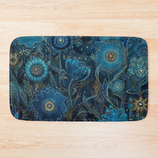 Item preview, Blue and Gold Night Time Floral designed and sold by Neika Shimm Designs.