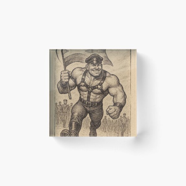 Item preview, Gay Daddy Leading the ChargeTom of Finland Tribute Charcoal Sketch Gay Pride Art Design designed and sold by ItsAKinkThing.