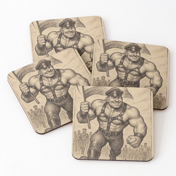 Item preview, Gay Daddy Leading the ChargeTom of Finland Tribute Charcoal Sketch Gay Pride Art Design designed and sold by ItsAKinkThing.