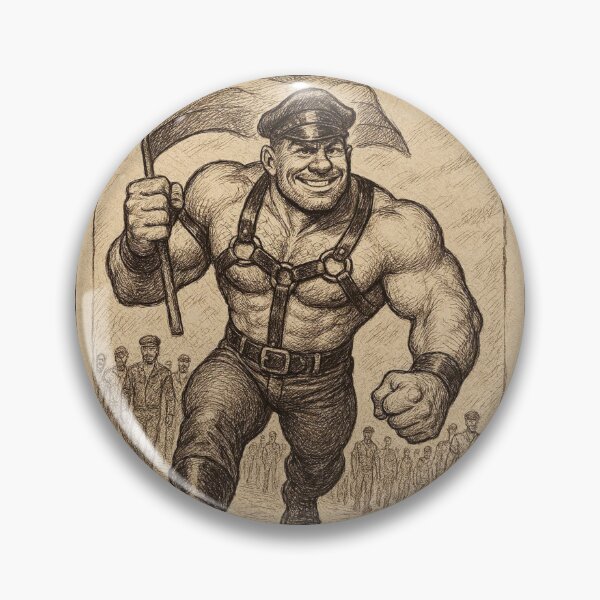 Item preview, Gay Daddy Leading the ChargeTom of Finland Tribute Charcoal Sketch Gay Pride Art Design designed and sold by ItsAKinkThing.