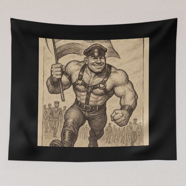 Item preview, Gay Daddy Leading the ChargeTom of Finland Tribute Charcoal Sketch Gay Pride Art Design designed and sold by ItsAKinkThing.