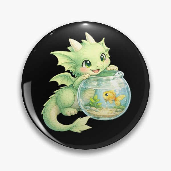 Item preview, Curious Baby Dragon with Goldfish Bowl designed and sold by Hatchling Hollow.