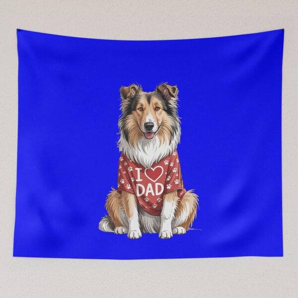 Item preview, Collie Wearing a red Shirt with paw Prints I Love DAD Design  designed and sold by fantasticdesign.
