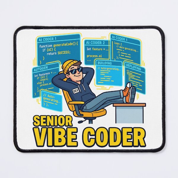 Item preview, Senior Vibe Coder – Relaxed Dev Let AI Do The Work Funny Tech Design designed and sold by mancikart.