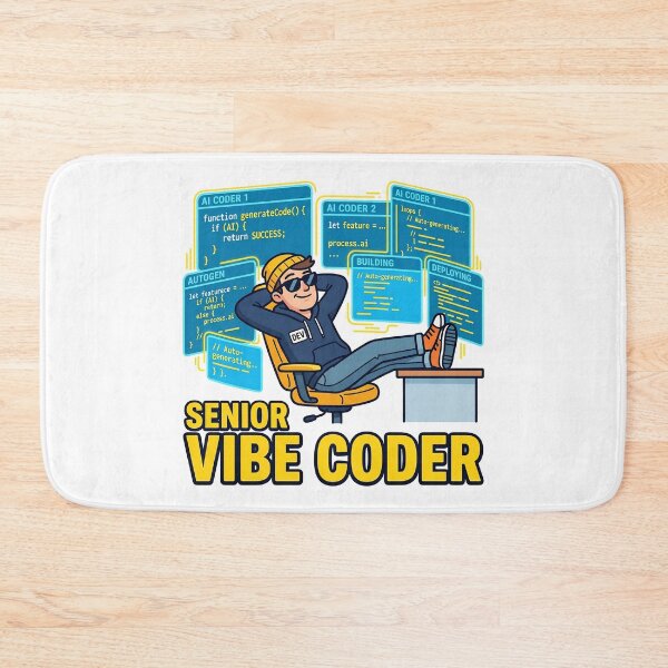 Item preview, Senior Vibe Coder – Relaxed Dev Let AI Do The Work Funny Tech Design designed and sold by mancikart.