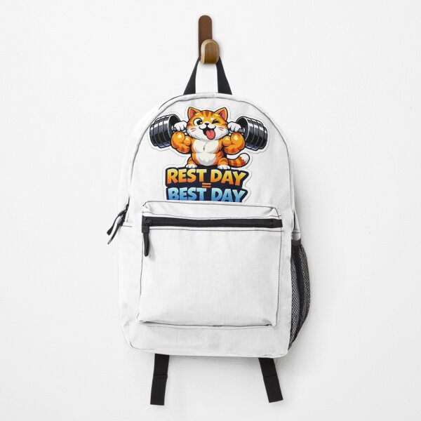 Item preview, Rest Day = Best Day Gym Cat Sticker | Cute Workout Motivation Design  designed and sold by ZenGrowth4.