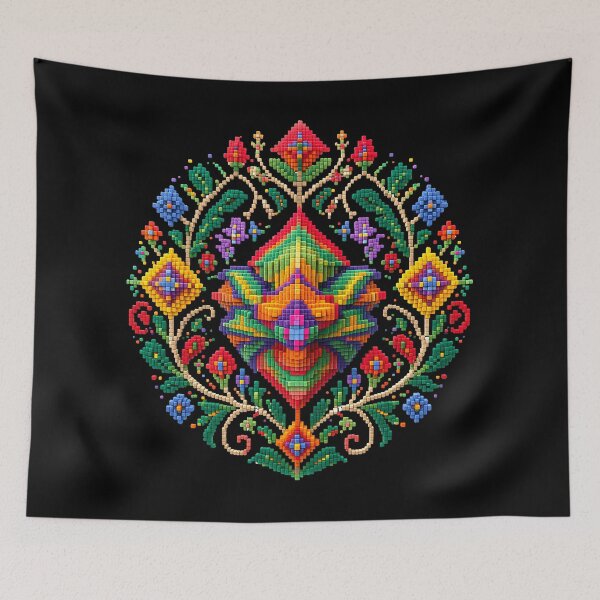 Item preview, Modern Persian Voxel Art Floral – Shah Abbasi Pattern designed and sold by Saba Beig.