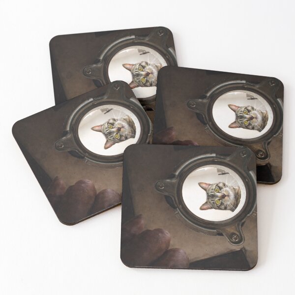 Item preview, Curious cat in a mechanical hatch designed and sold by donchago.
