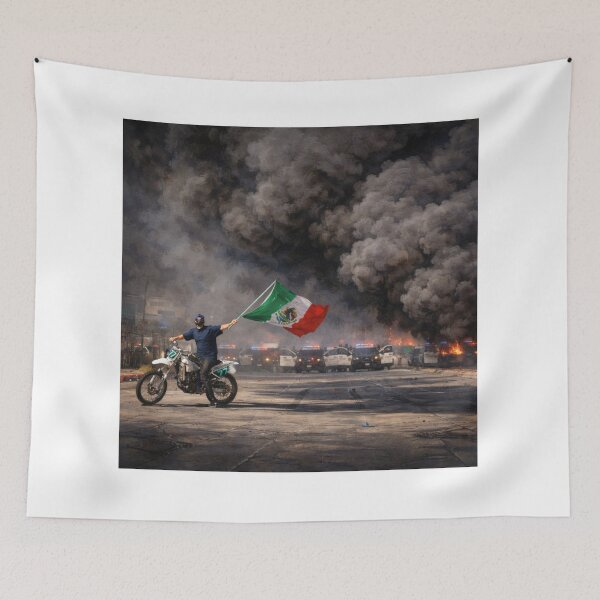 Item preview, Man waves Mexican flag in  in Los Angeles designed and sold by puntusha.