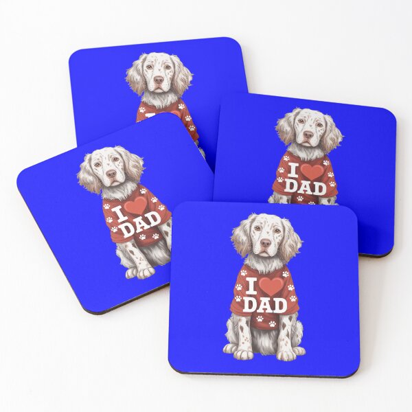 Item preview, English Setter Wearing red Shirt with paw Prints I Love DAD designed and sold by fantasticdesign.