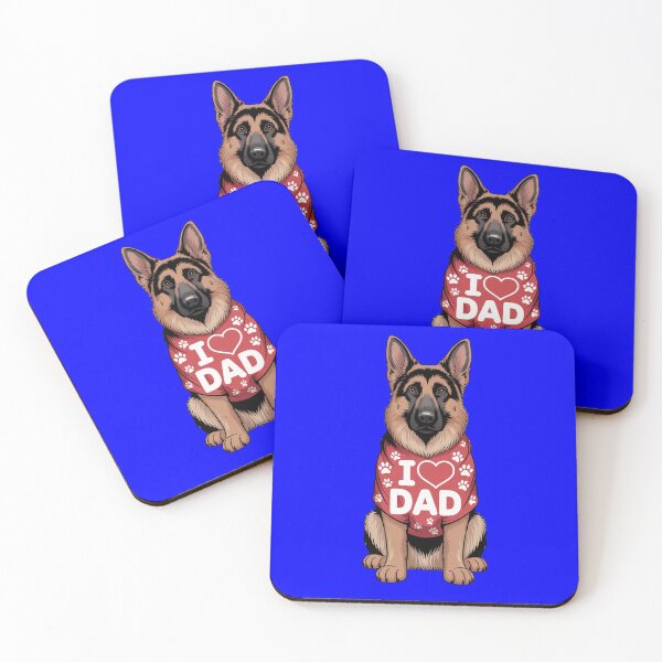 Item preview, German Shepherd Wearing a red Shirt with Prints I Love DAD designed and sold by fantasticdesign.