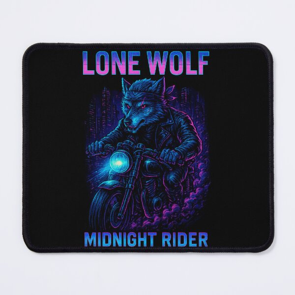 Item preview, Synthwave Lone Wolf Biker Art Midnight Rider designed and sold by SholoStudio.