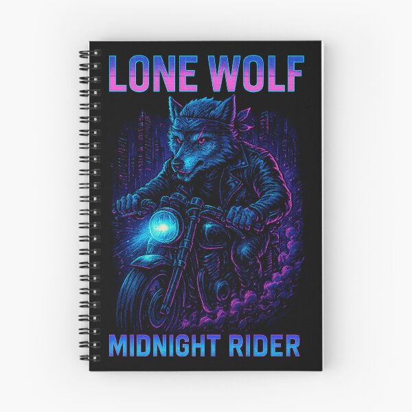 Item preview, Synthwave Lone Wolf Biker Art Midnight Rider designed and sold by SholoStudio.