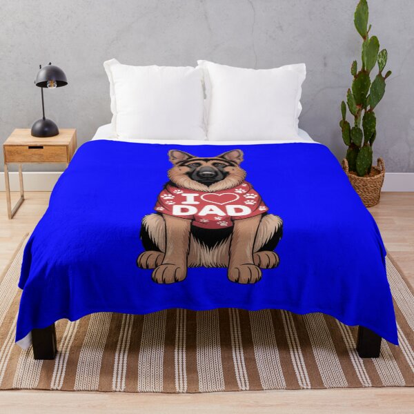 Item preview, German Shepherd Wearing a red Shirt with Prints I Love DAD designed and sold by fantasticdesign.