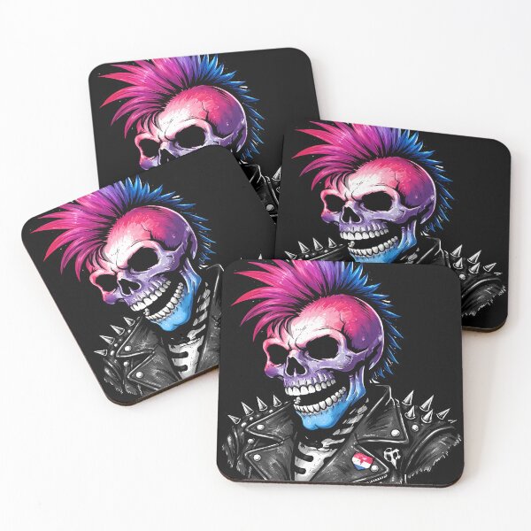 Item preview, Bi Pride Punk Skull Bisexual Flag designed and sold by Cat-butt-shirts.
