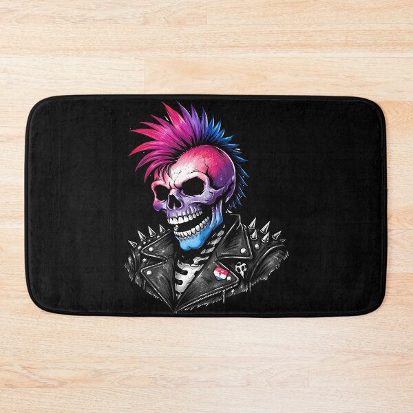 Aperçu de l'œuvre Crâne Punk Bi Pride Drapeau Bisexuel créée et vendue par Cat-butt-shirts.