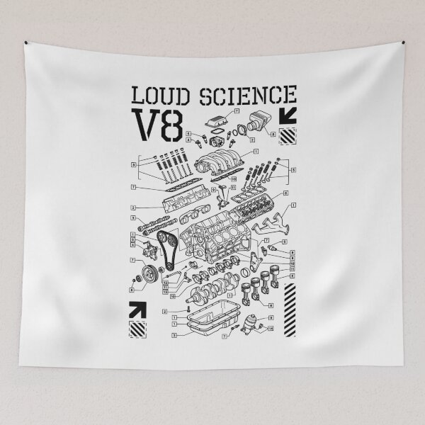 Item preview, Car Engine Block V8 Loud Science Automobile Diagram Cars designed and sold by GrandeDuc.