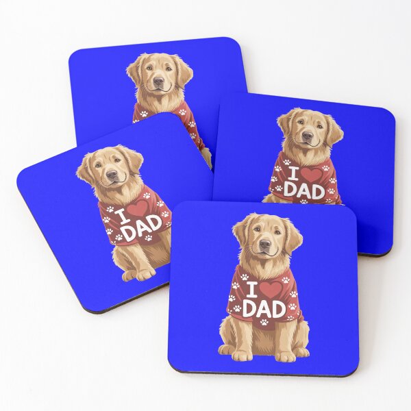 Item preview, Golden Retriever Wearing a red Shirt paw Prints I Love DAD designed and sold by fantasticdesign.