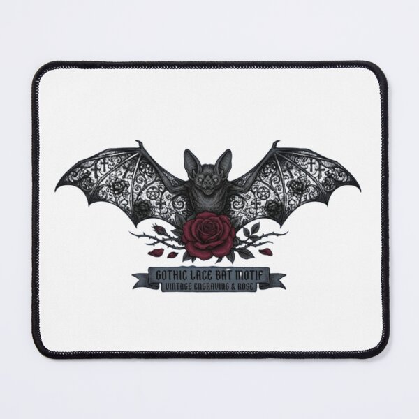 Item preview, Gothic Lace Bat Vintage Engraving Red Rose designed and sold by LIVE_FREE.
