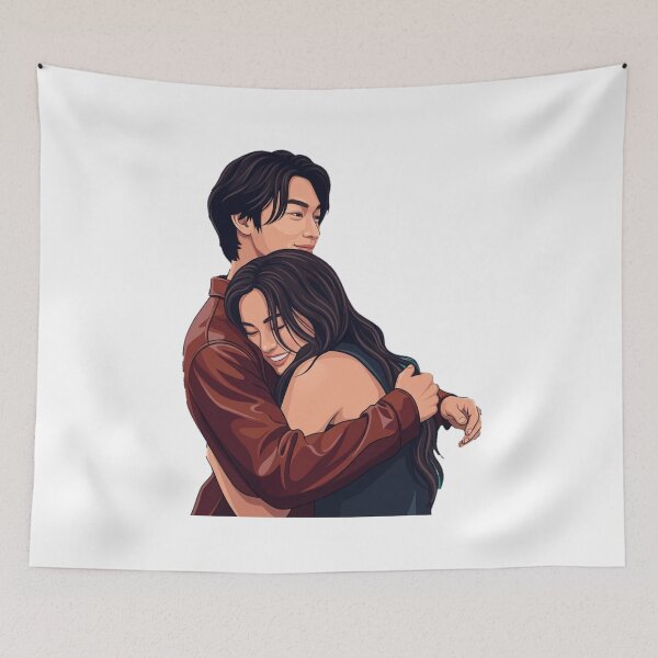 Item preview, XO Kitty – Kitty & Min Ho Hug Illustration | K-Drama Romance Aesthetic Art designed and sold by Fandom Universe.