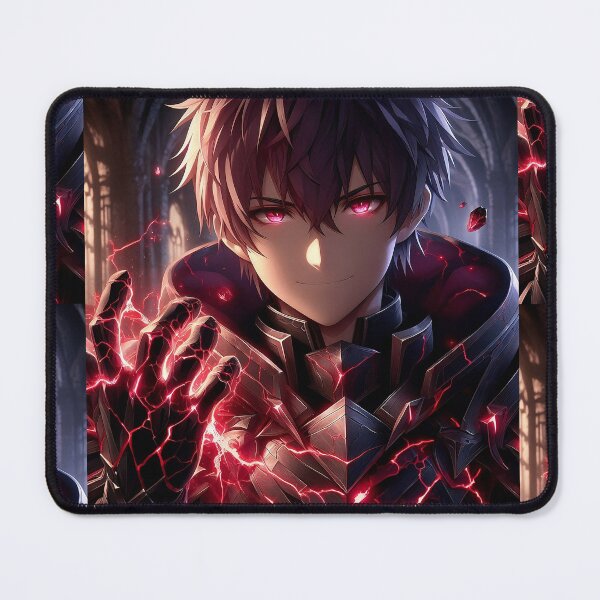 Item preview, Whispering Terror: Dark Anime Bishonen Summoner with Arcane Red Lightning Power in Gothic Cathedral designed and sold by MouradStudio.