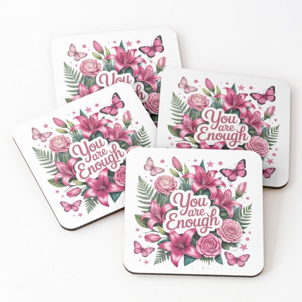 Item preview, You Are Enough Pink Floral Butterfly  designed and sold by KrisGraphic45.
