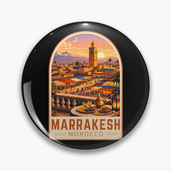 Item preview, Marrakesh in Morocco, Vintage Travel Art Emblem designed and sold by MaateoDesign.