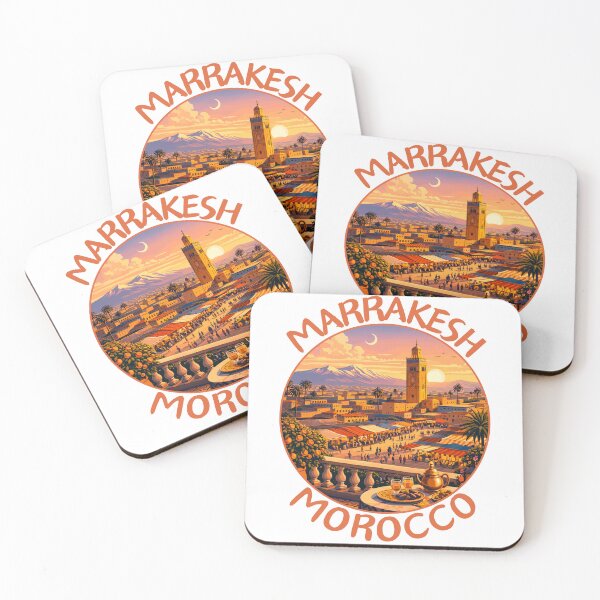 Item preview, Marrakesh in Morocco, Retro Travel Art Circle Emblem designed and sold by MaateoDesign.