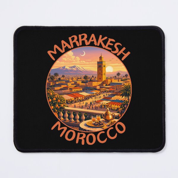 Item preview, Marrakesh in Morocco, Retro Travel Art Circle Emblem designed and sold by MaateoDesign.