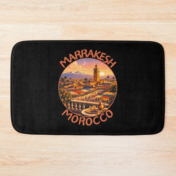 Item preview, Marrakesh in Morocco, Retro Travel Art Circle Emblem designed and sold by MaateoDesign.