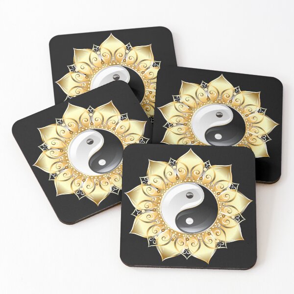 Item preview, Golden Lotus Mandala Yin Yang - Intricate Boho Zen Symbol designed and sold by GiftzCircle.