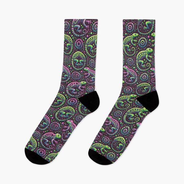 Item preview, Neon Tree Frog Pattern on Black – Tropical Frog  designed and sold by TEEJAMBOREE.