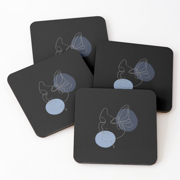 Item preview, Abstract Face Line Art with Butterfly – Minimal Aesthetic Feminine Design designed and sold by hela97.