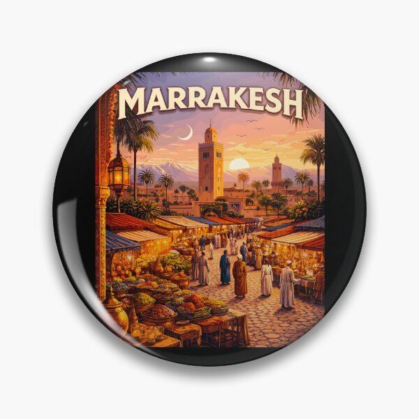 Item preview, Marrakesh in Morocco, Vintage Art Travel Landscape designed and sold by MaateoDesign.