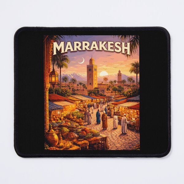 Item preview, Marrakesh in Morocco, Vintage Art Travel Landscape designed and sold by MaateoDesign.