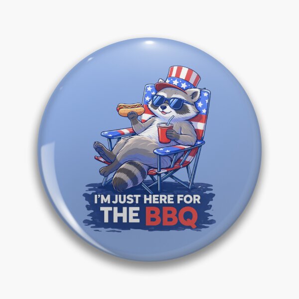 Item preview, I’m Just Here for the BBQ Funny Patriotic Raccoon Shirt | 4th of July Cute Animal Design designed and sold by SoundStyleShop.