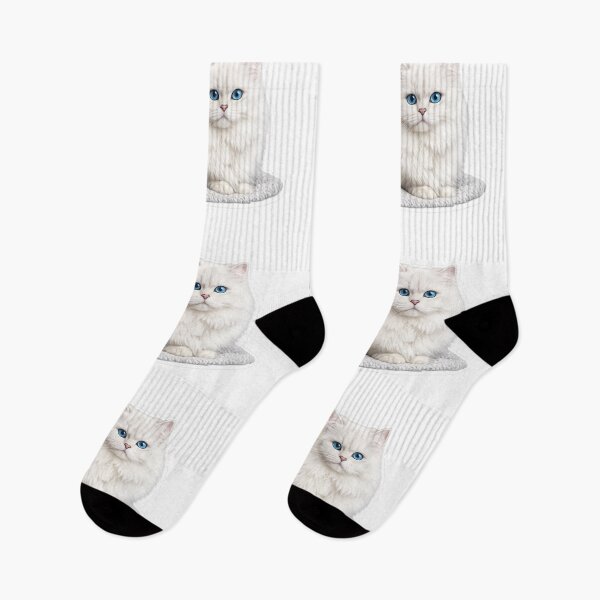 Item preview, Fluffy White Cat with Deep Blue Eyes designed and sold by irfanshikh.