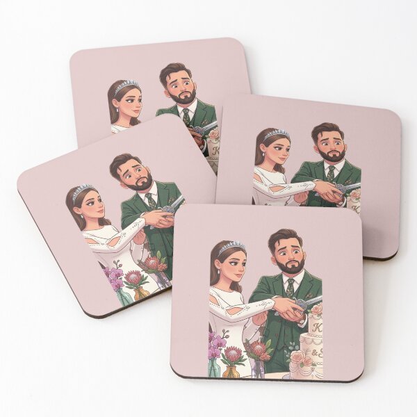 Item preview, Elegant Wedding Cake Cutting Couple Illustration designed and sold by Izabella-izu.