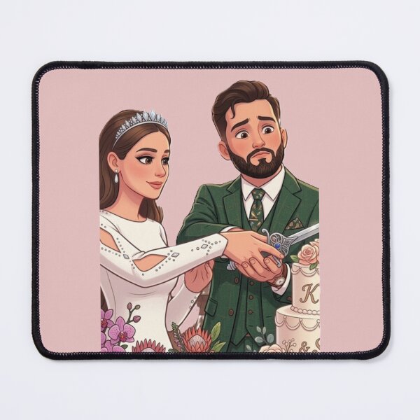 Item preview, Elegant Wedding Cake Cutting Couple Illustration designed and sold by Izabella-izu.
