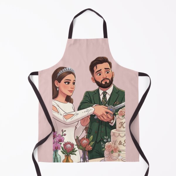 Item preview, Elegant Wedding Cake Cutting Couple Illustration designed and sold by Izabella-izu.