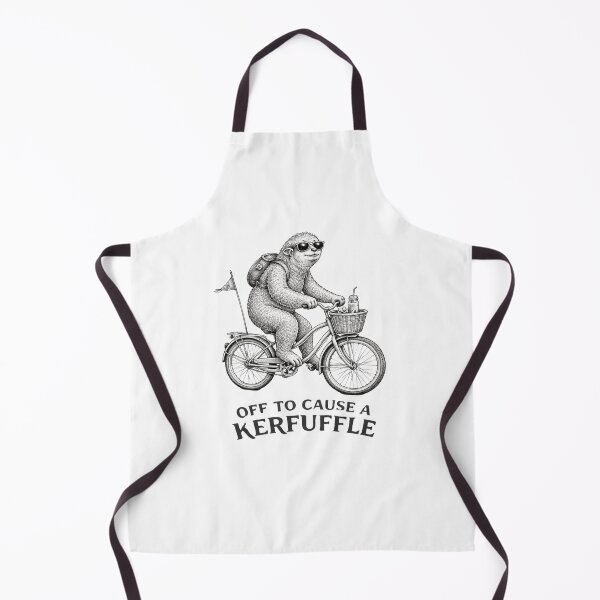 Item preview, Funny Sloth Riding Bicycle Off To Cause A Kerfuffle Minimal Black And White Line Art Animal Humor designed and sold by bilal sibgui.