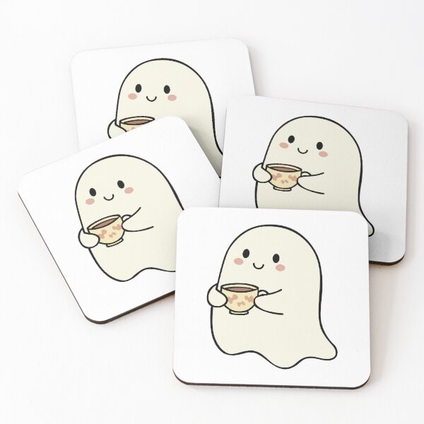 Item preview, Cute Spooky Ghost Sticker Holding a Cup of Coffee designed and sold by Williams0.