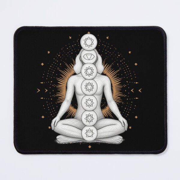 Item preview, Chakra Balance Meditation - Engraved Gold & Sketch Art Yoga Print designed and sold by GiftzCircle.