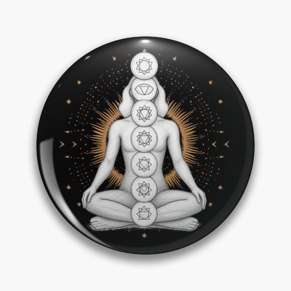 Item preview, Chakra Balance Meditation - Engraved Gold & Sketch Art Yoga Print designed and sold by GiftzCircle.