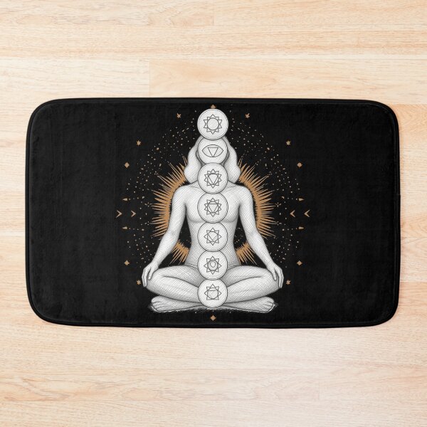 Item preview, Chakra Balance Meditation - Engraved Gold & Sketch Art Yoga Print designed and sold by GiftzCircle.