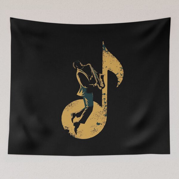 Item preview, A saxophonist with a golden note - World Music Day  designed and sold by Art-Arcade6.