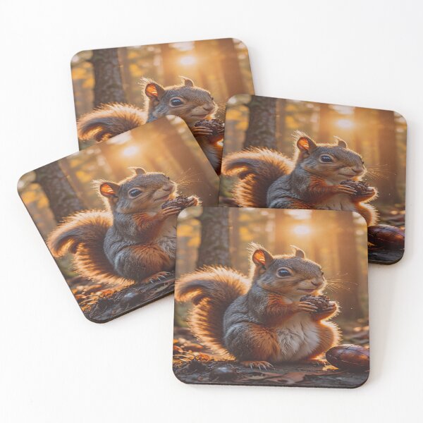 Item preview, Cute Squirrel Holding Nut in Forest- Wildlife Nature Art  designed and sold by BeautifulVirtues.