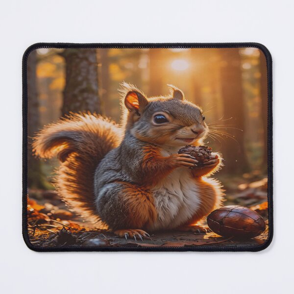 Item preview, Cute Squirrel Holding Nut in Forest- Wildlife Nature Art  designed and sold by BeautifulVirtues.