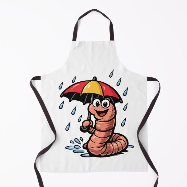 Item preview, Cheerful earthworm with umbrella in the rain – Funny cartoon design designed and sold by Gletschie.
