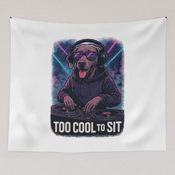 Item preview, Weimaraner DJ: Too Cool to Sit – Neon Club Style designed and sold by Pineapple-Tree.